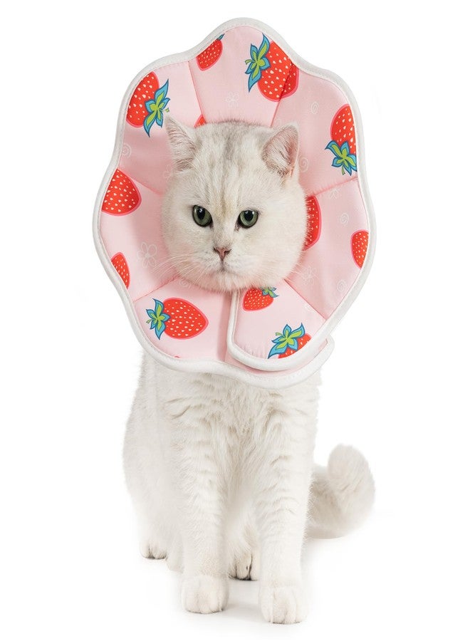 Avont Soft Cat Recovery Cone Collar, Adjustable Lightweight Kitten E-Collar for Small Dogs, Comfortable Neck Donut Stop Licking Scratching After Surgery -Strawberry(XS) - Image 1